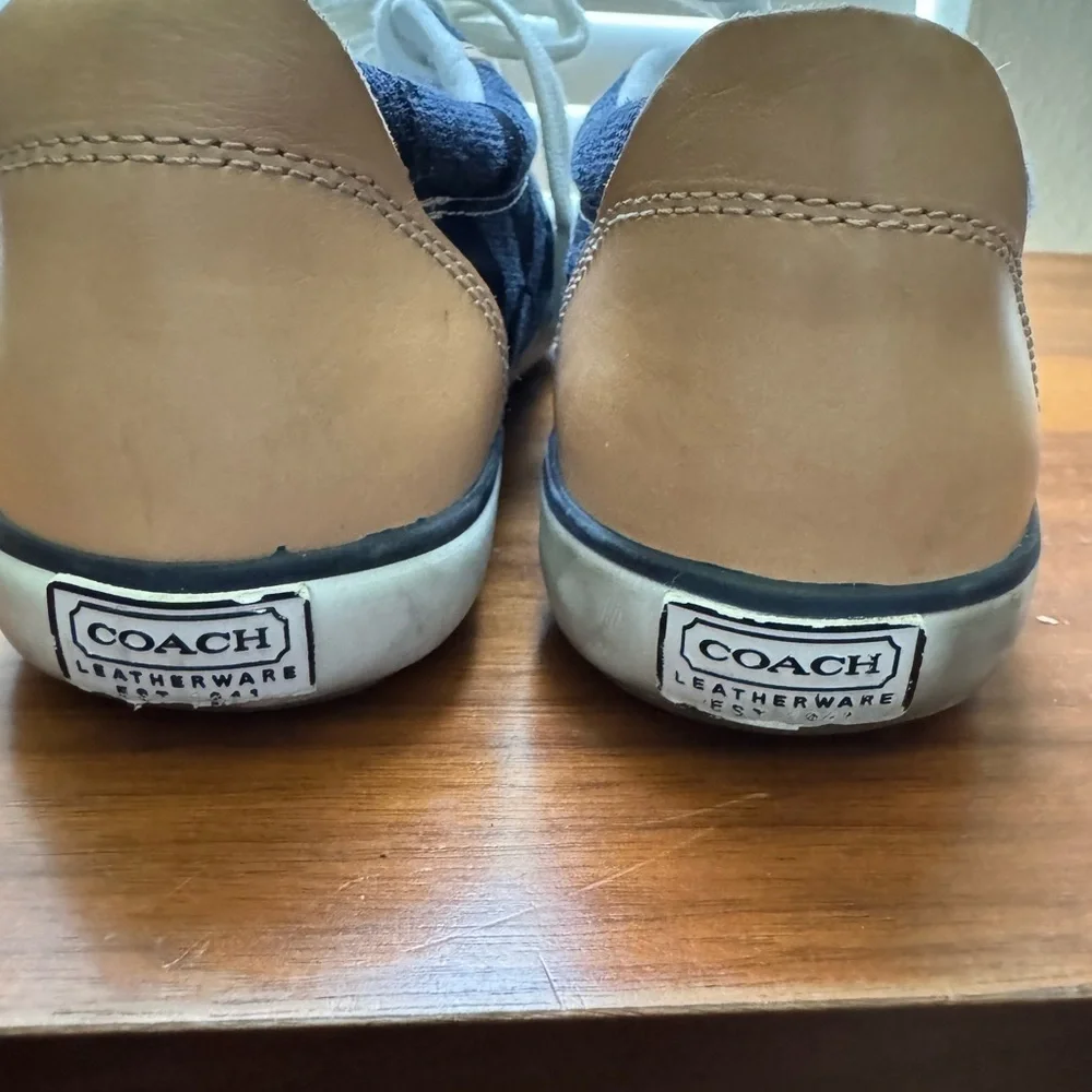 Coach Navy and Tan Sneakers women’s sized 6